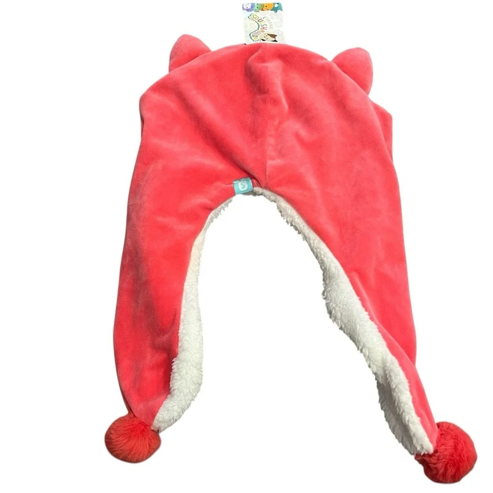 Girls Squishmallows Pink FIFI Fox Embroidered Face‎ Winter Beanie Knit Cap Hat